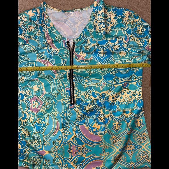 🆕WATERCOLORS BOHEMIAN 1/2 ZIP MOSAIC BLOUSE - Picture 5 of 6